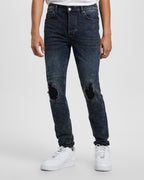 Mens Chitch Blue Kolla Slashed Slim Denim Jeans - Denim
