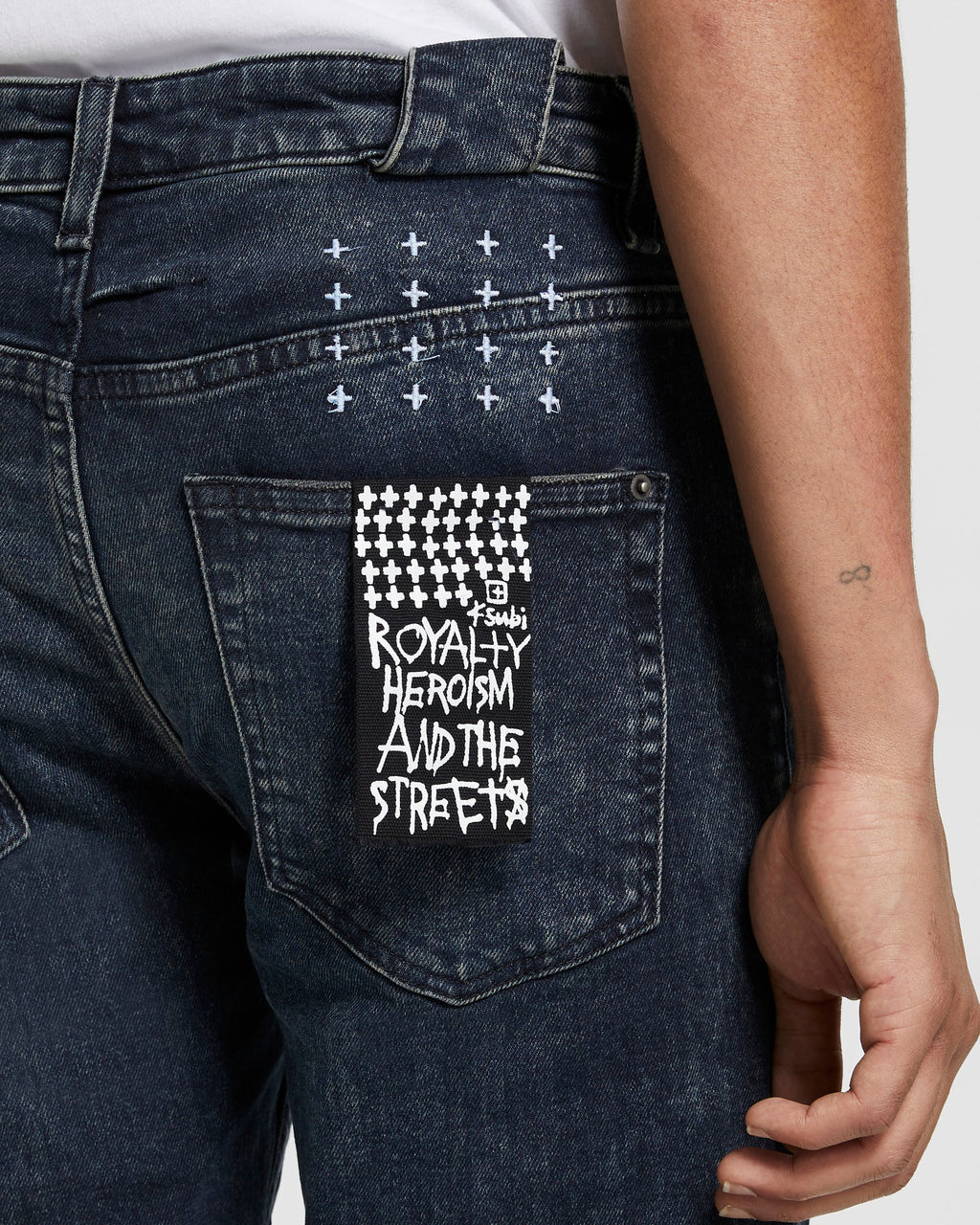 Mens Chitch Blue Kolla Slashed Slim Denim Jeans - Denim