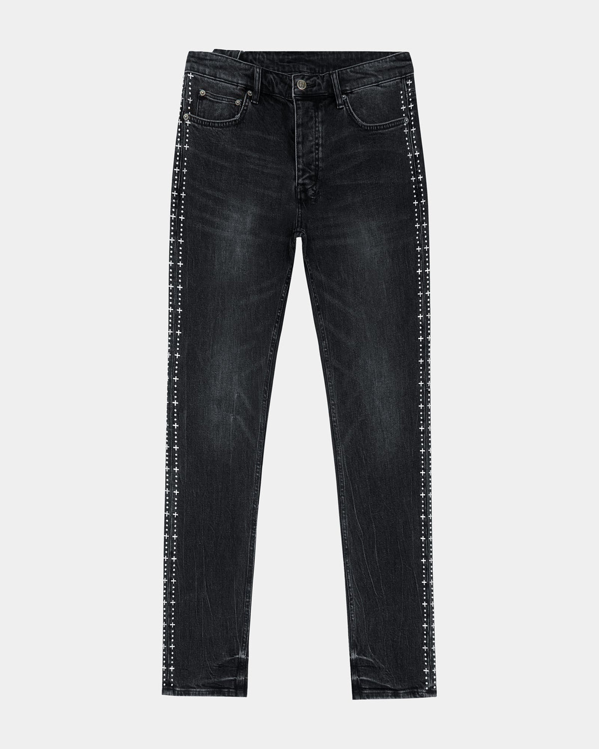 Mens Chitch Metalik Stripe Black Slim Denim Jeans - Black