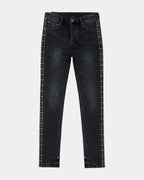 Mens Chitch Metalik Stripe Black Slim Denim Jeans - Black