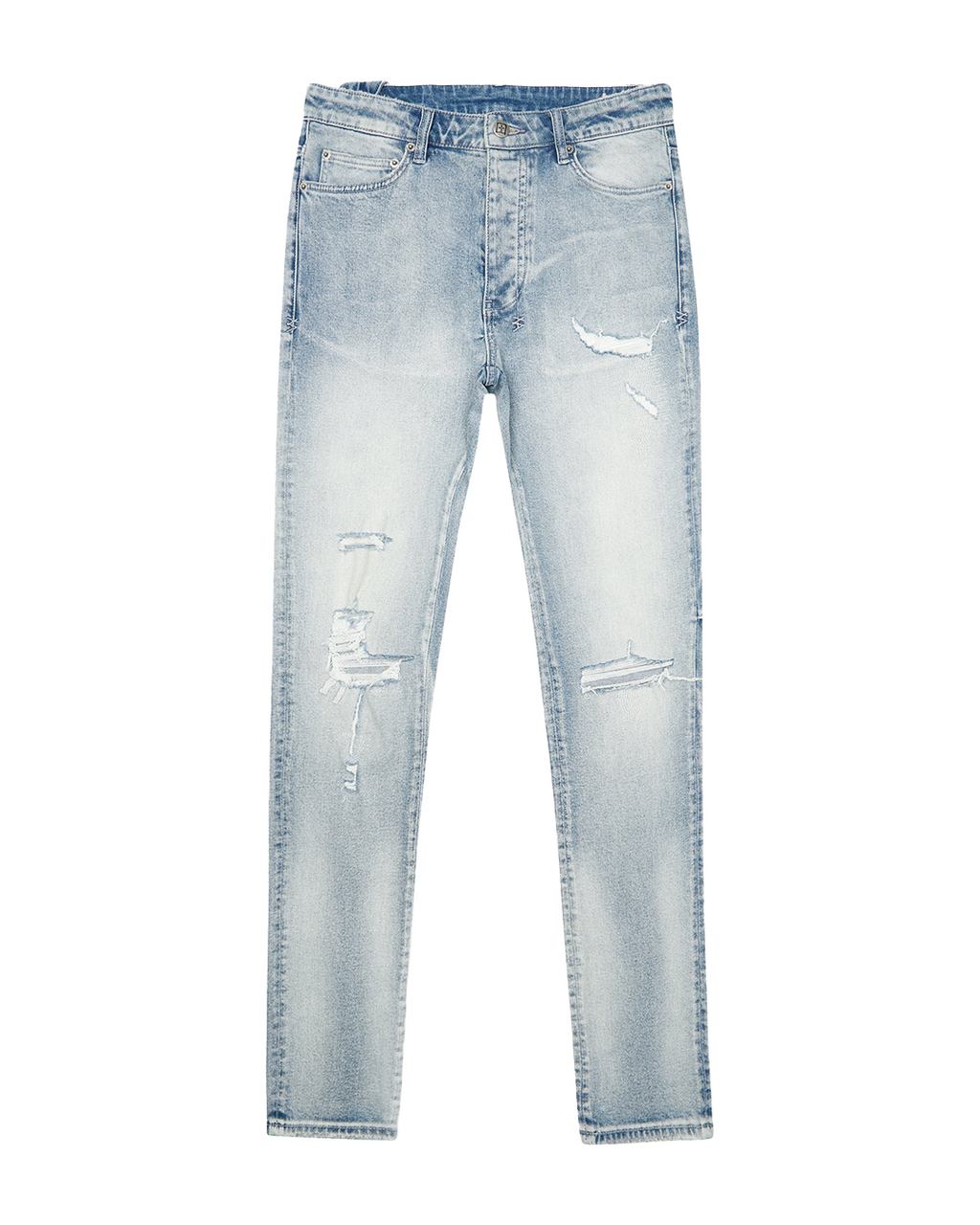 Mens Chitch Punk Blue Thrashed Slim Denim Jeans - Denim