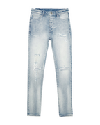 Mens Chitch Punk Blue Thrashed Slim Denim Jeans - Denim