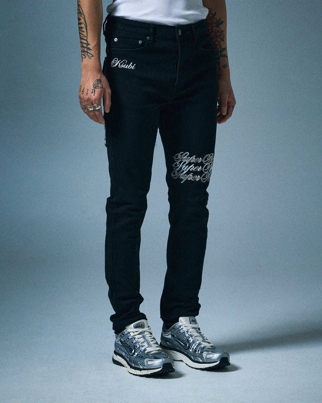 Mens Chitch Scripted Slim Denim Jeans - Black