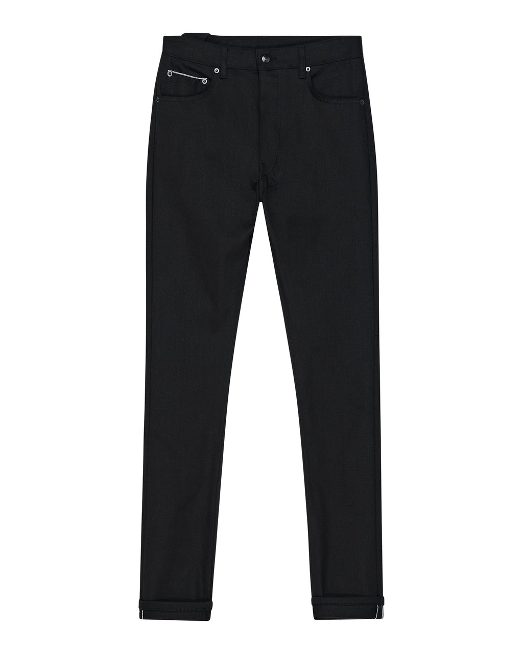 Mens Chitch Selvedge Raw Black Slim Denim Jeans - Black