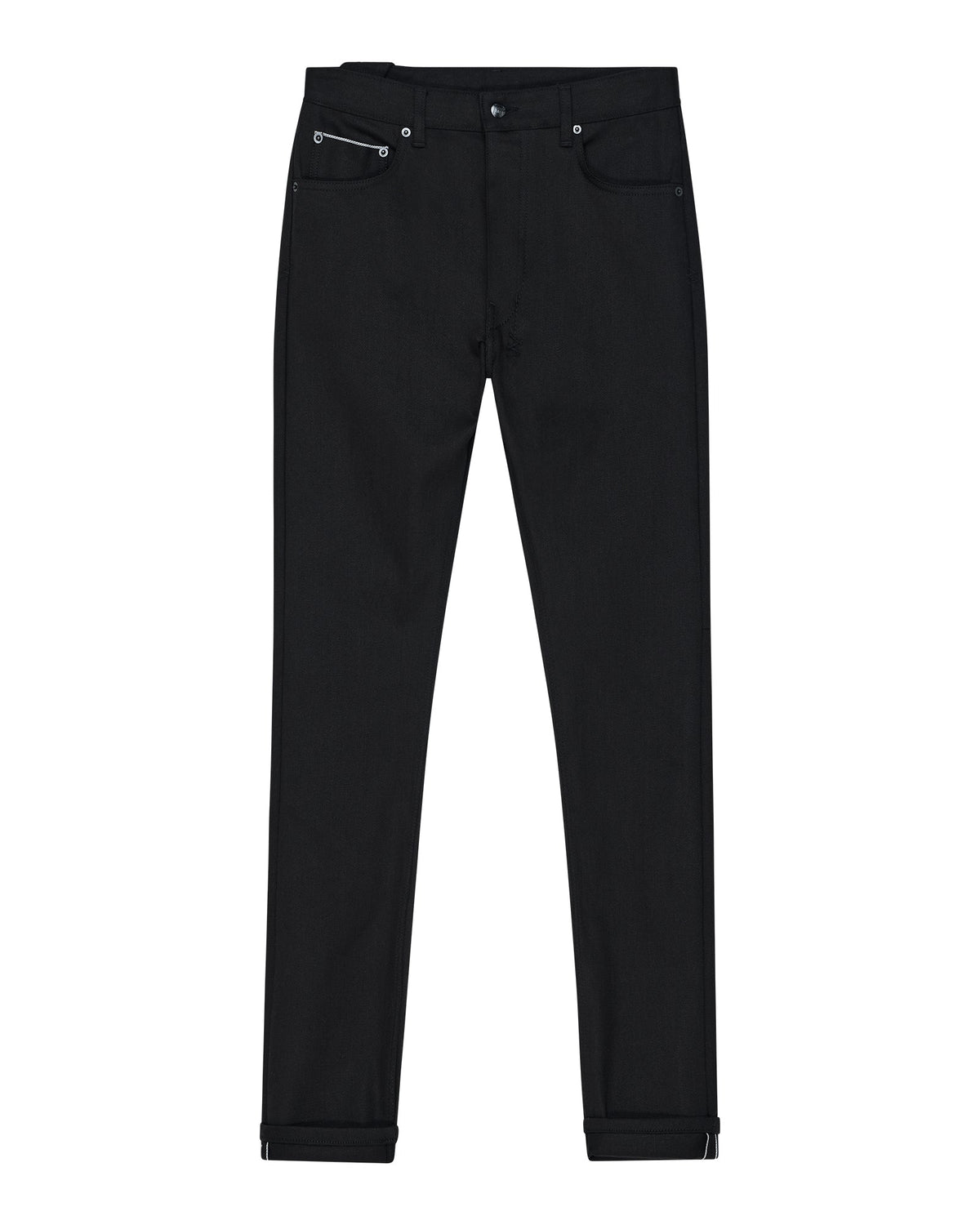 Mens Chitch Selvedge Raw Black Slim Denim Jeans - Black