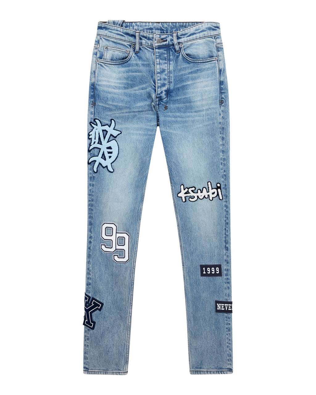 Mens Chitch Striker Patched Slim Denim Jeans - Denim