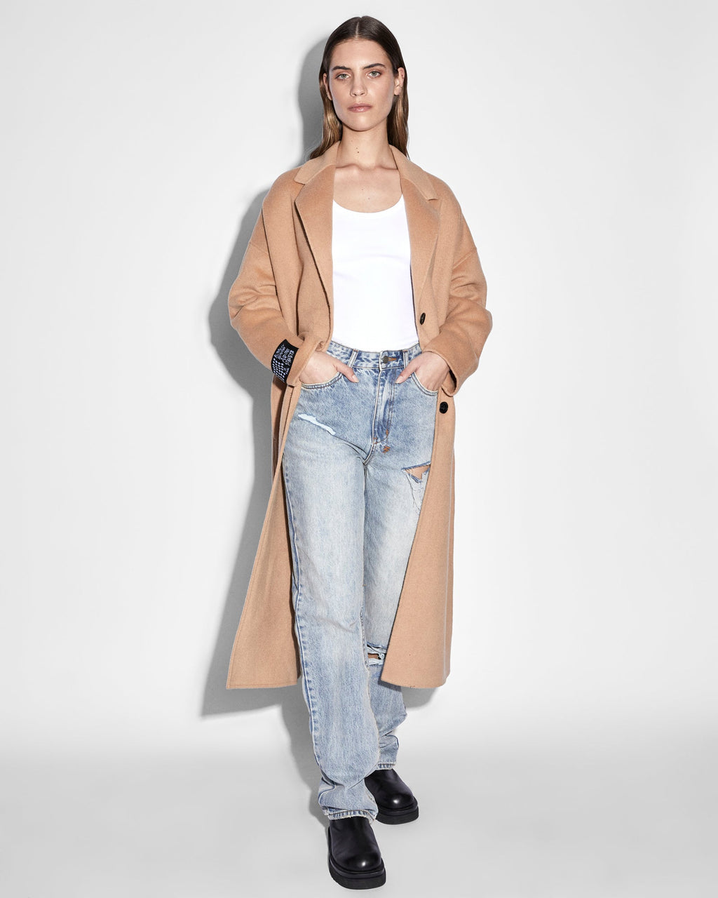 Womens Kamille Coat Latte Relaxed Jackets - Beige