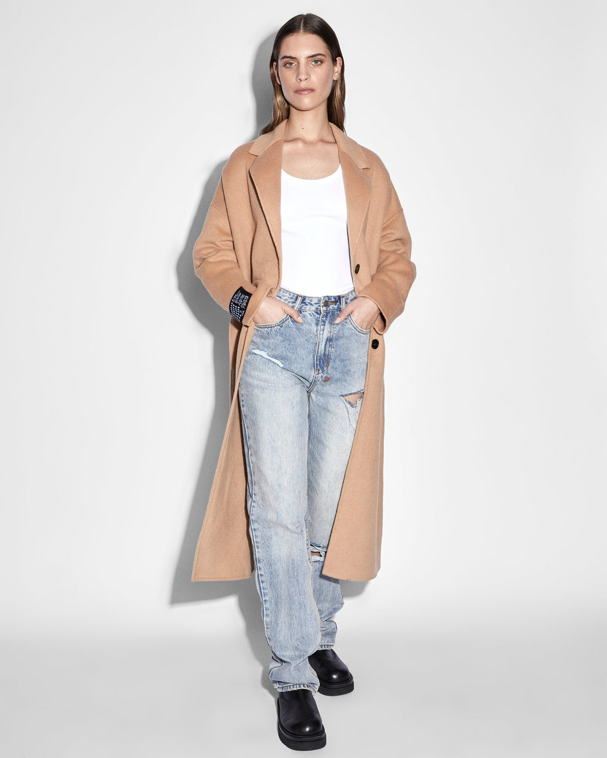 Womens Kamille Coat Latte Relaxed Jackets - Beige