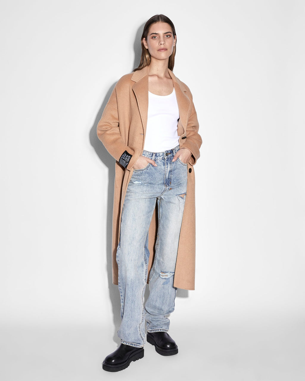 Womens Kamille Coat Latte Relaxed Jackets - Beige