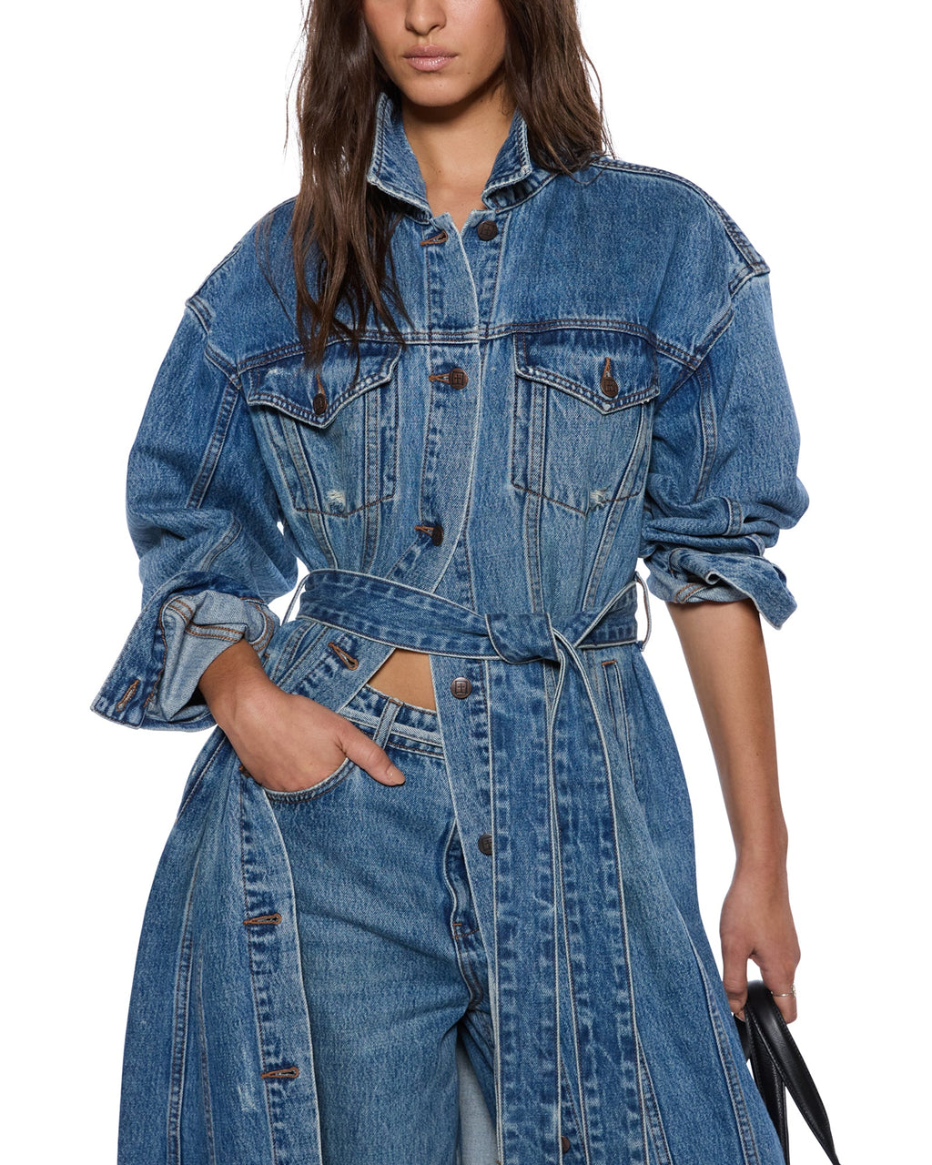 Womens Trucker Coat Relik Relaxed Jackets - Denim