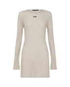 Womens Crawford Ls Mini Dress Taupe Fitted Dresses - Beige