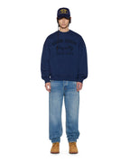 Mens Mekanik Crewneck Ink Blue Boxy Fleece - Navy
