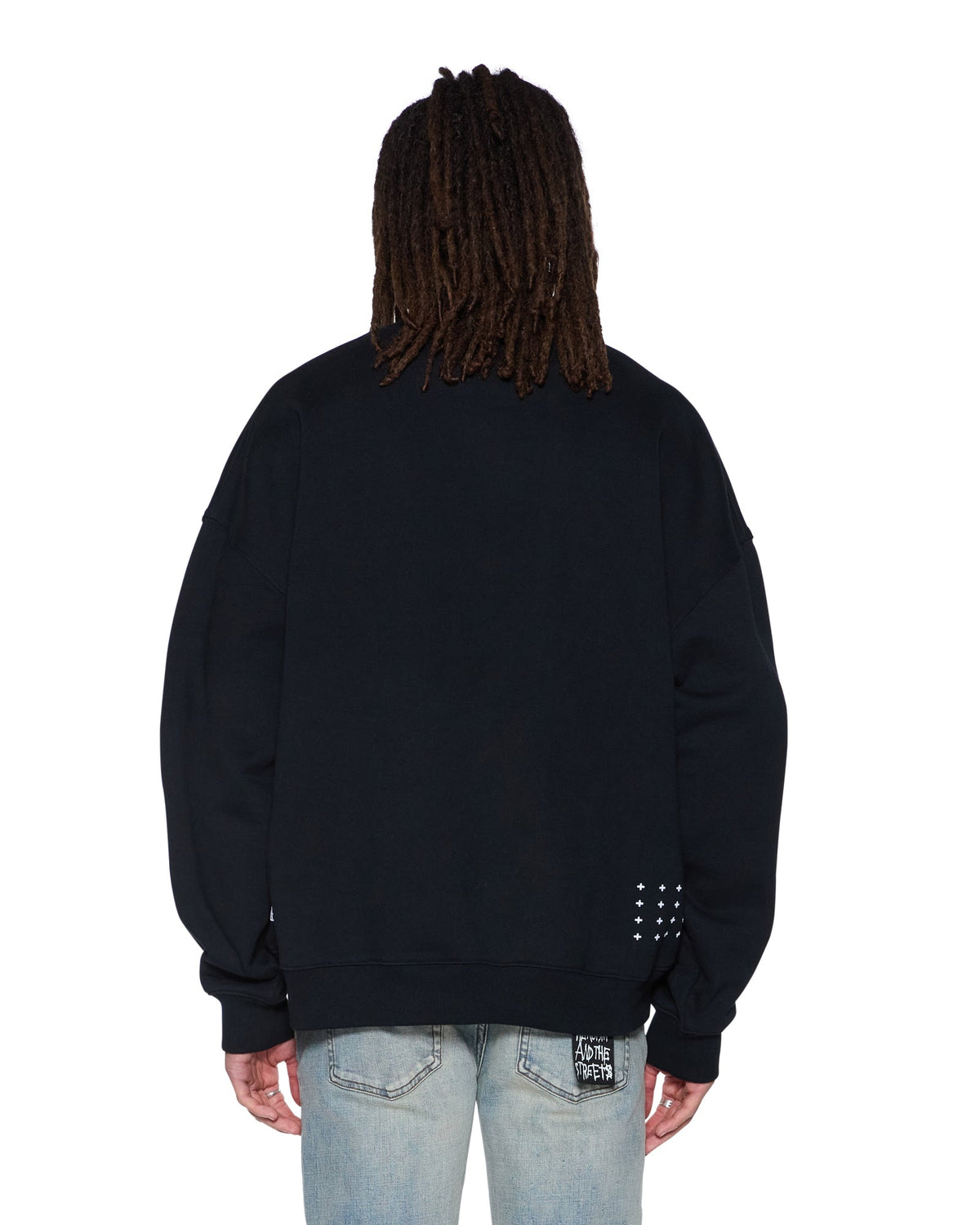 Mens Plated Ekcess Crewneck Jet Black Oversized Fleece - Black