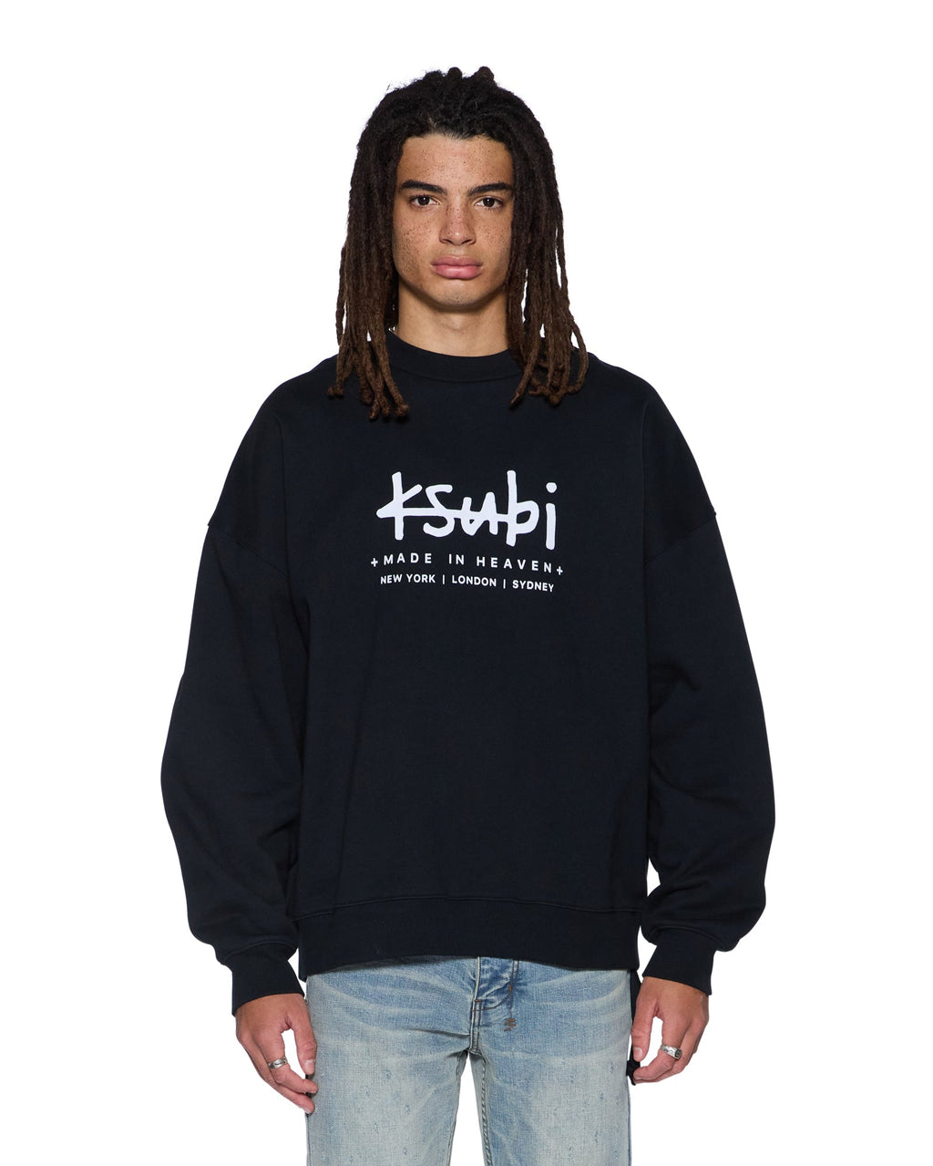 Mens Plated Ekcess Crewneck Jet Black Oversized Fleece - Black