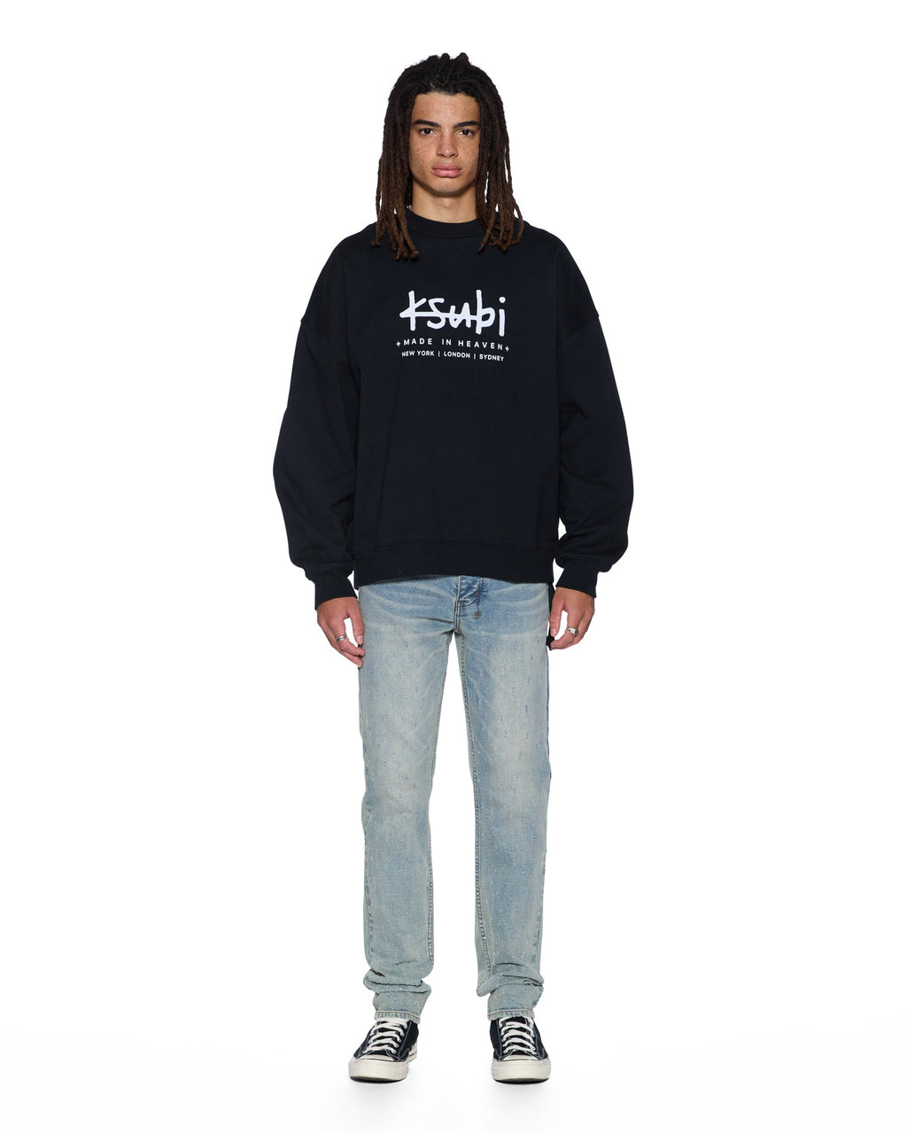 Mens Plated Ekcess Crewneck Jet Black Oversized Fleece - Black