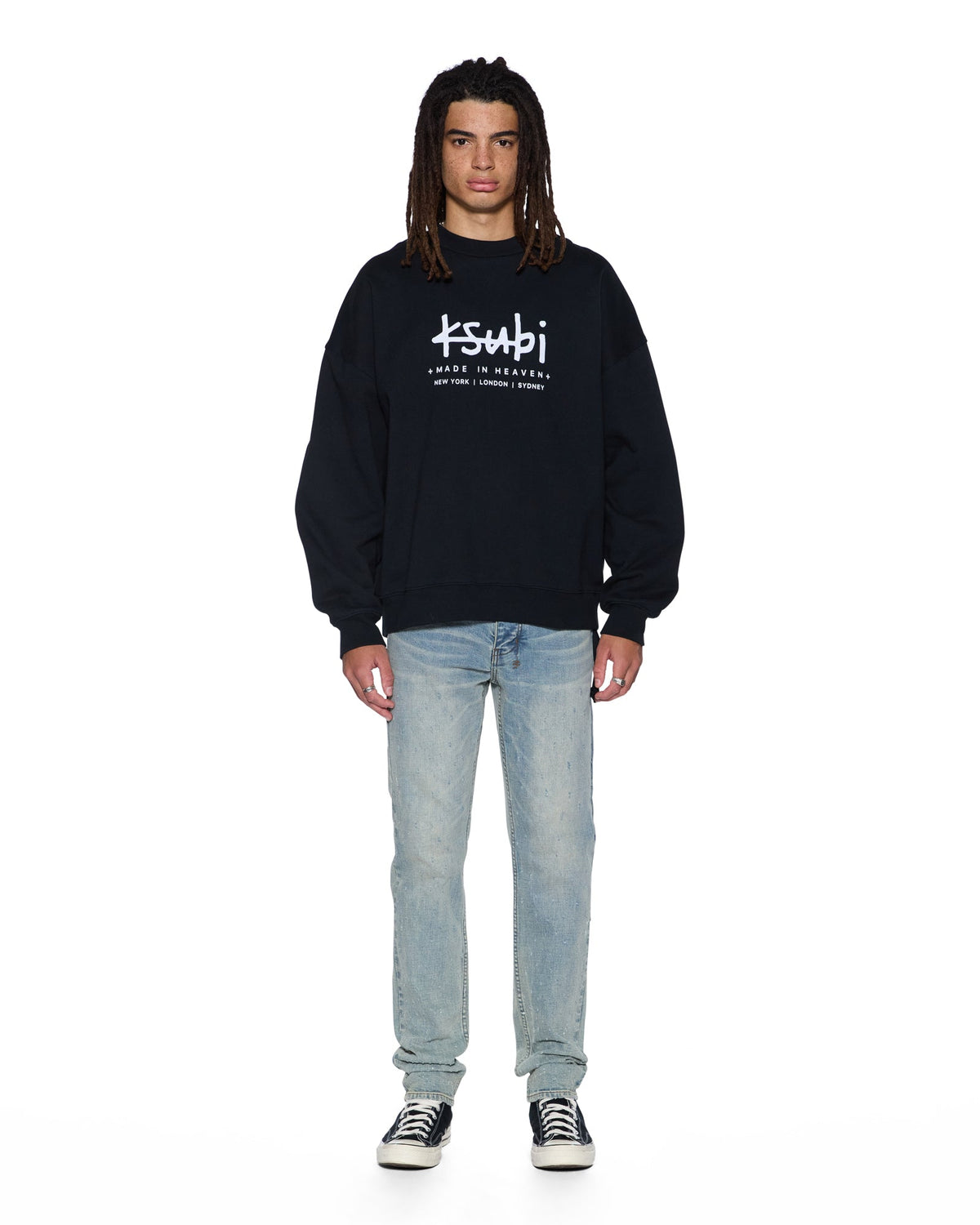 Mens Plated Ekcess Crewneck Jet Black Oversized Fleece - Black