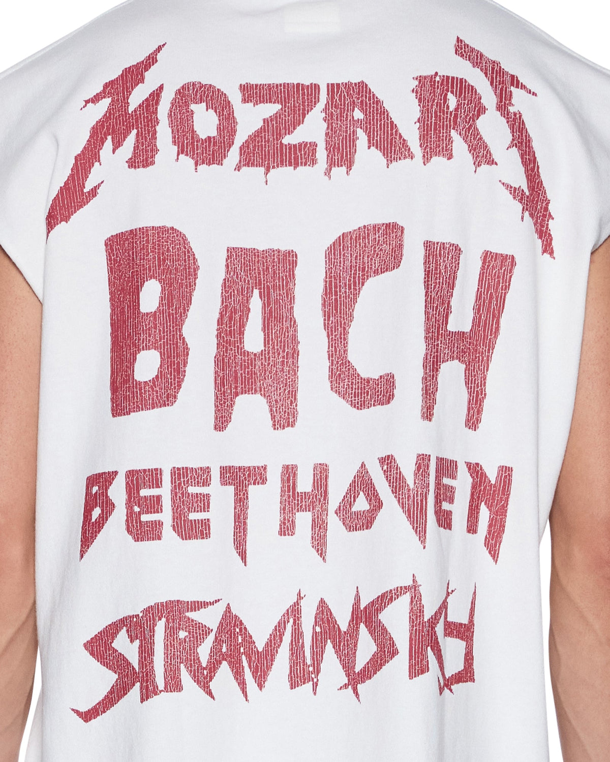 Mens Line Up Ekcess Cut Off Tee White/red Oversized Tees - White