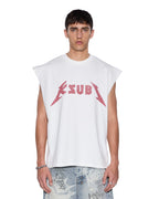 Mens Line Up Ekcess Cut Off Tee White/red Oversized Tees - White