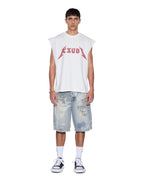 Mens Line Up Ekcess Cut Off Tee White/red Oversized Tees - White