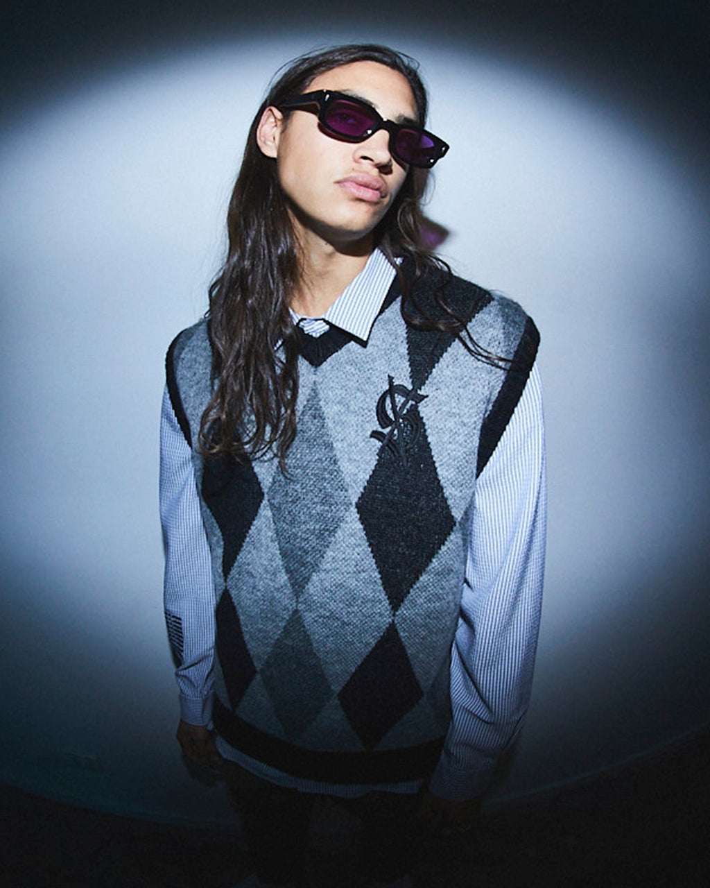 Mens Old Dollar Vest Grey Regular Knitwear - Grey