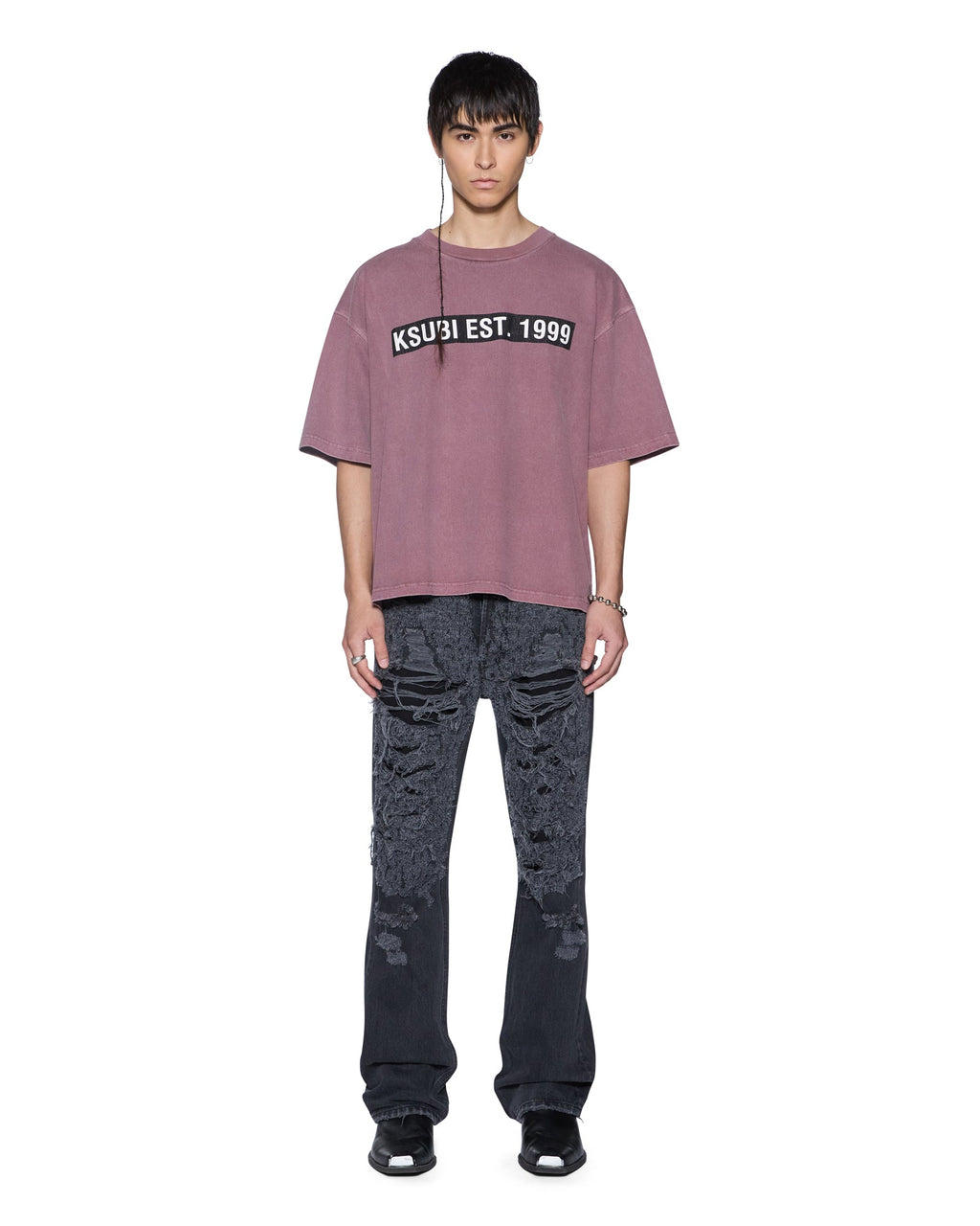 Mens Kings Halen Ss Tee Vintage Plum Baggy Tees - Purple