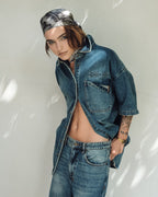 Womens Garage Ss Shirt Aged Relaxed Shirts - Denim