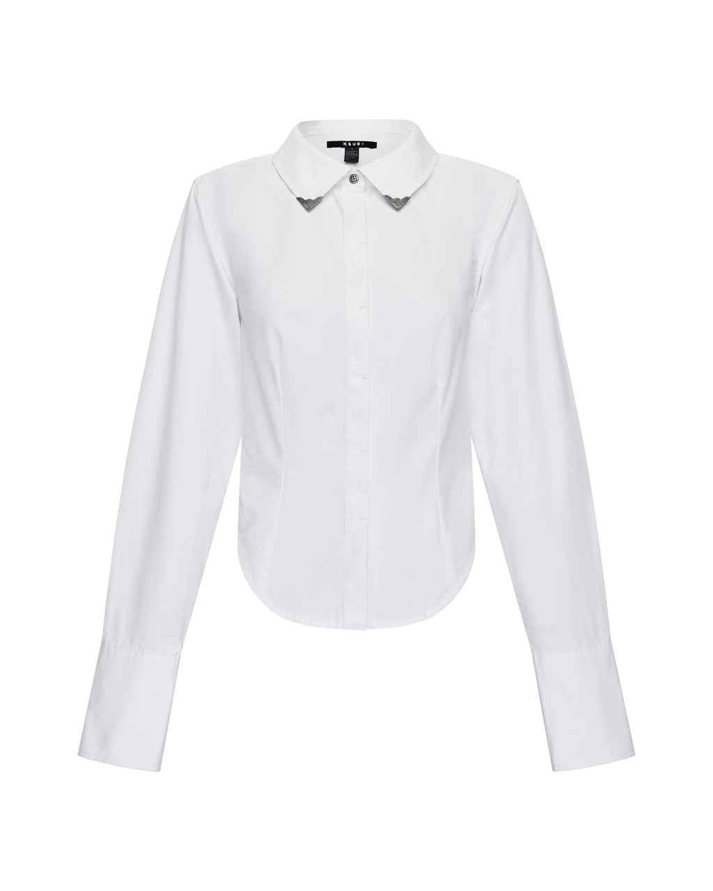 Womens Dare Open Back Ls Shirt White Fitted Shirts - White