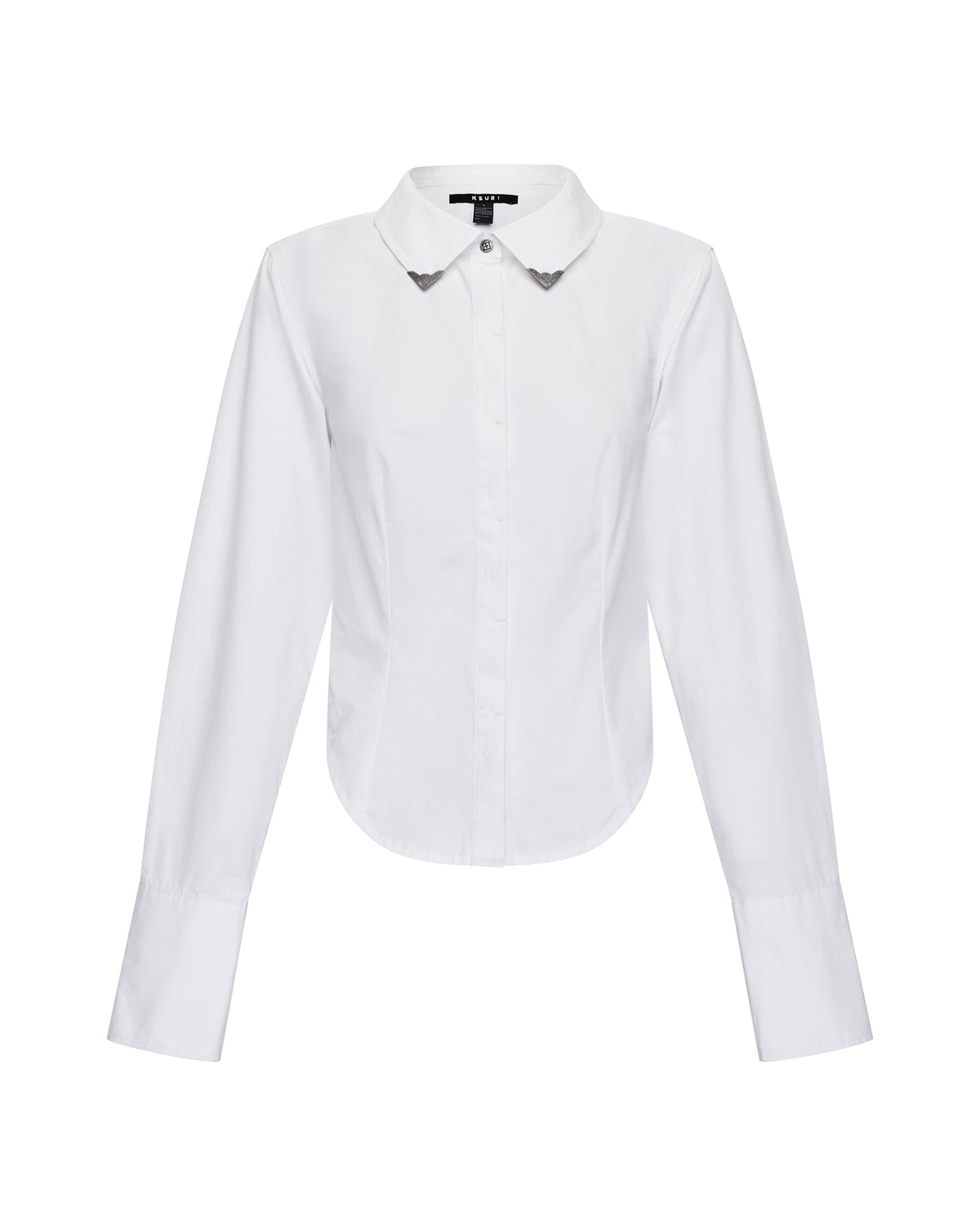 Womens Dare Open Back Ls Shirt White Fitted Shirts - White