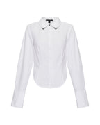 Womens Dare Open Back Ls Shirt White Fitted Shirts - White