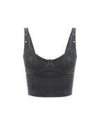 Womens Dauphine Bustier Shadow Fitted Fashion Tops - Black
