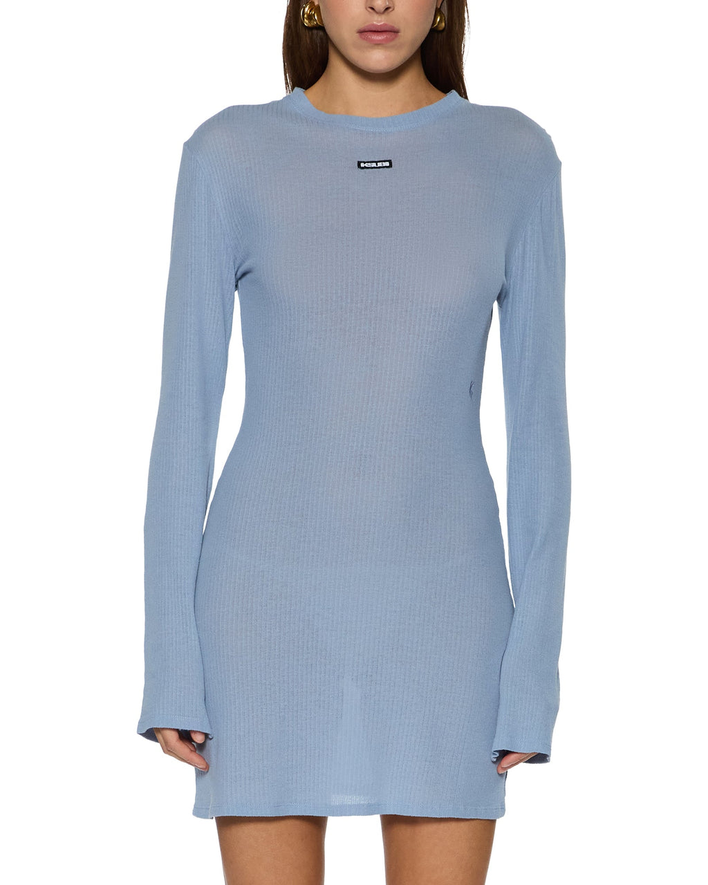 Womens Crawford Ls Dress Ice Blue Fitted Dresses - Blue