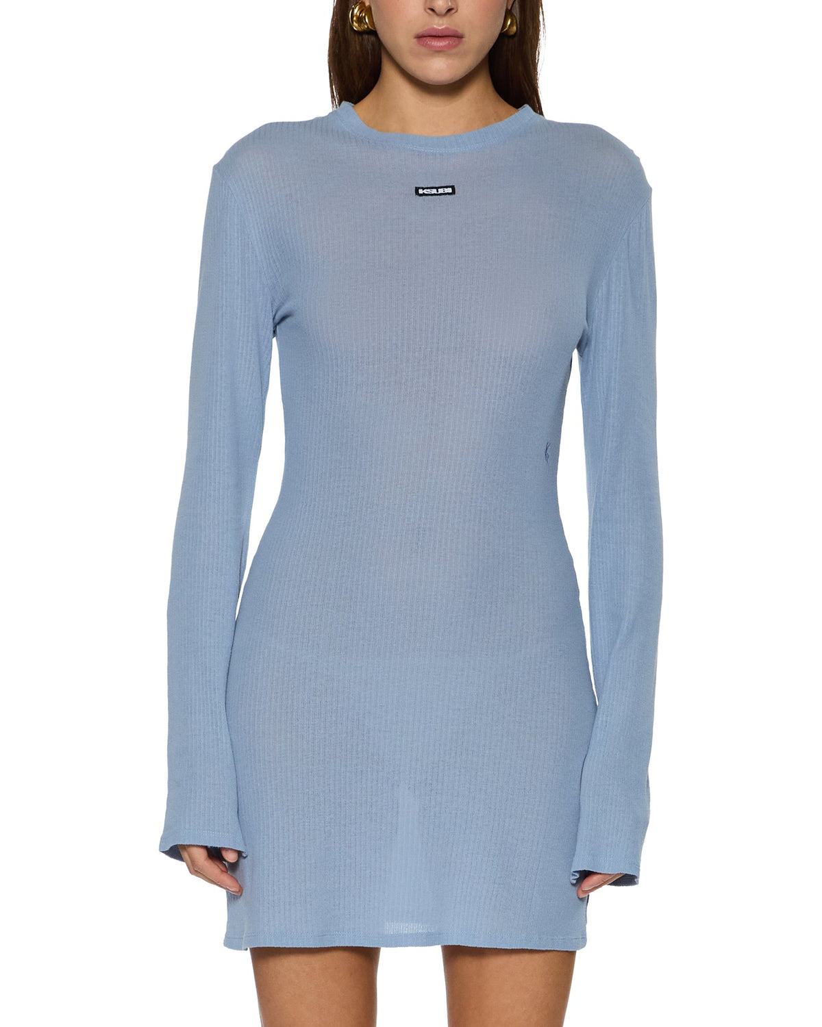 Womens Crawford Ls Dress Ice Blue Fitted Dresses - Blue