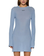 Womens Crawford Ls Dress Ice Blue Fitted Dresses - Blue