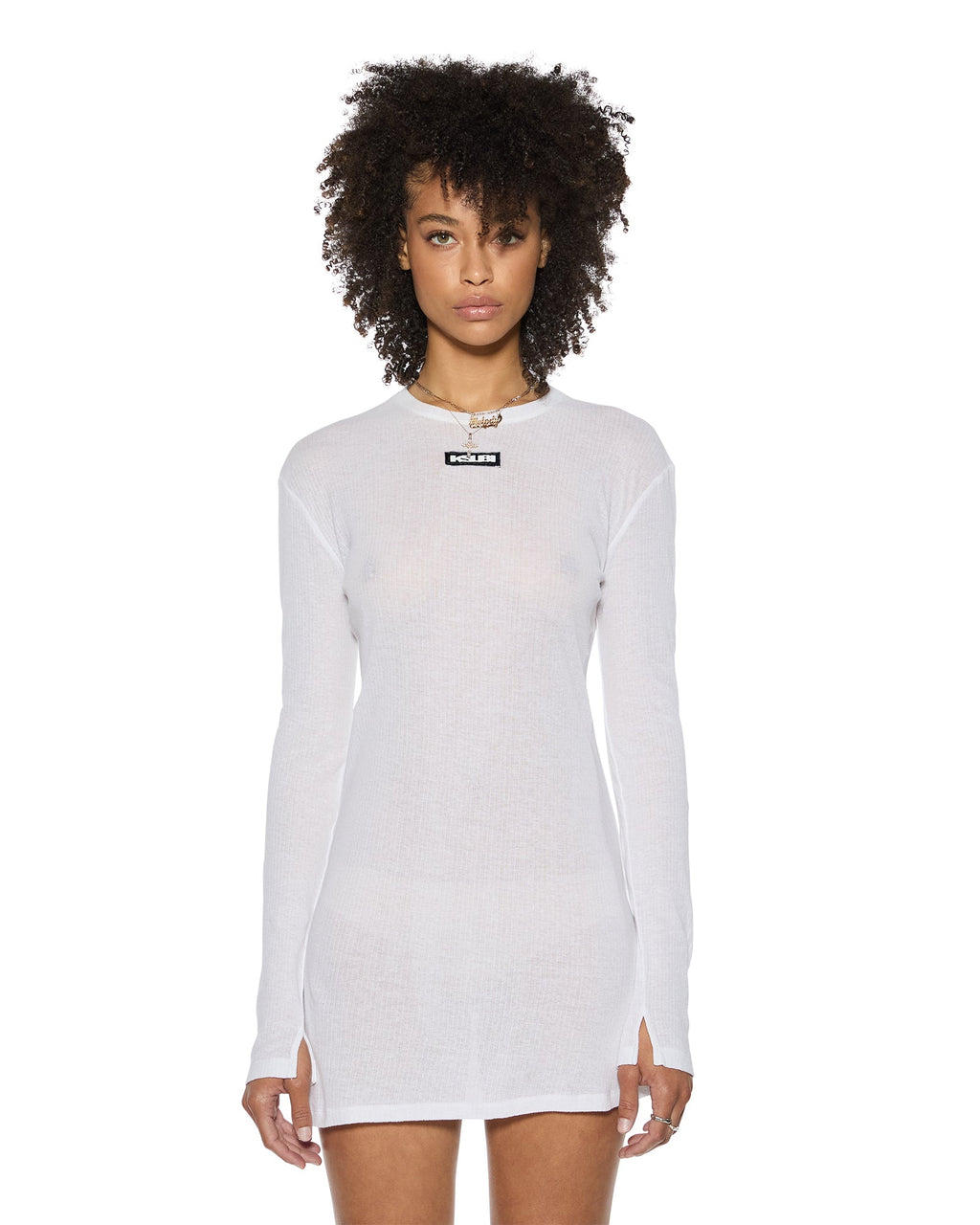 Womens Crawford Ls Mini Dress White Fitted Dresses - White
