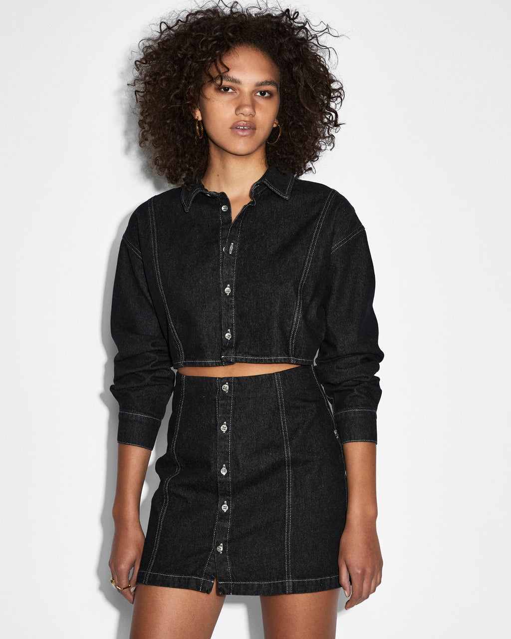 Womens Cutout Shirt Dress Midnight Relaxed Dresses - Black