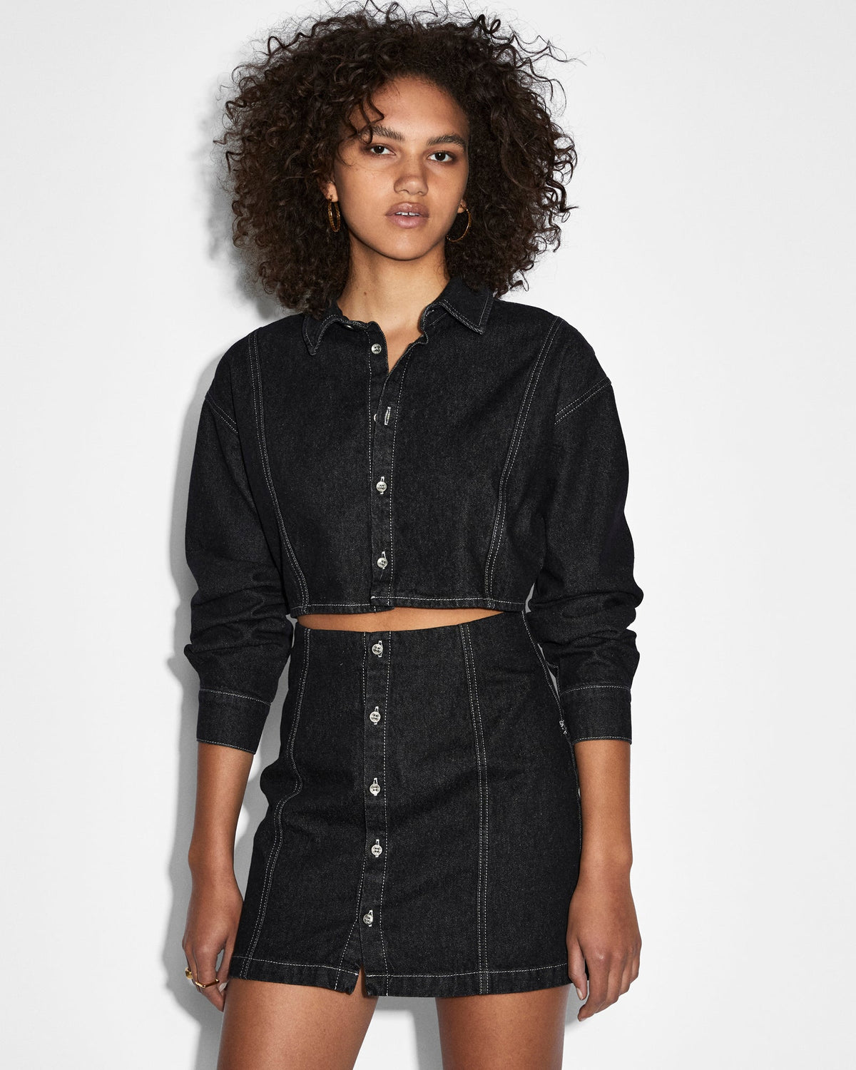 Womens Cutout Shirt Dress Midnight Relaxed Dresses - Black