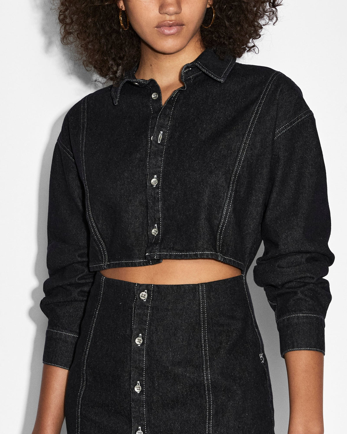 Womens Cutout Shirt Dress Midnight Relaxed Dresses - Black