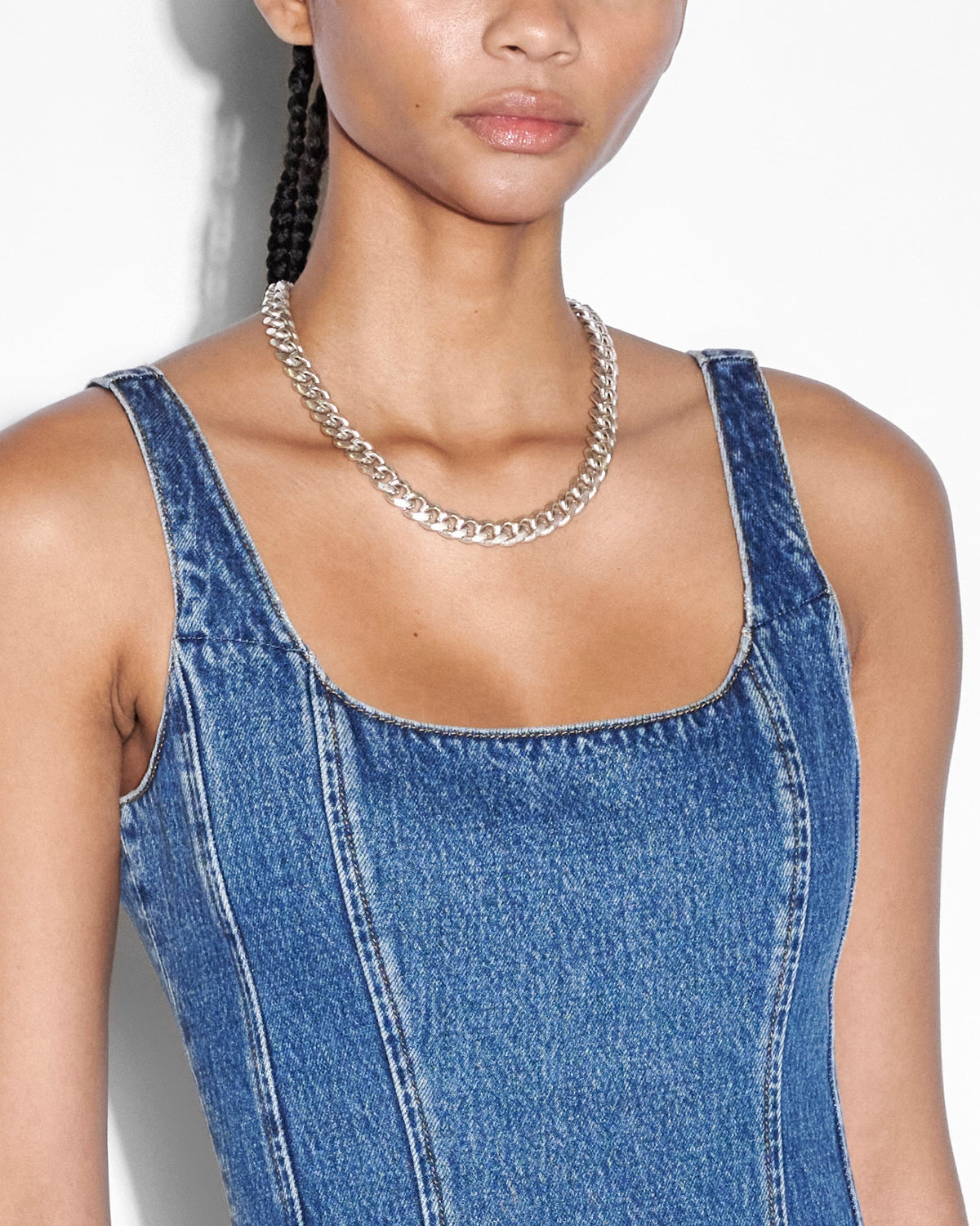 Womens Pinnie Dress Moody Fitted Dresses - Denim