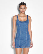 Womens Pinnie Dress Moody Fitted Dresses - Denim