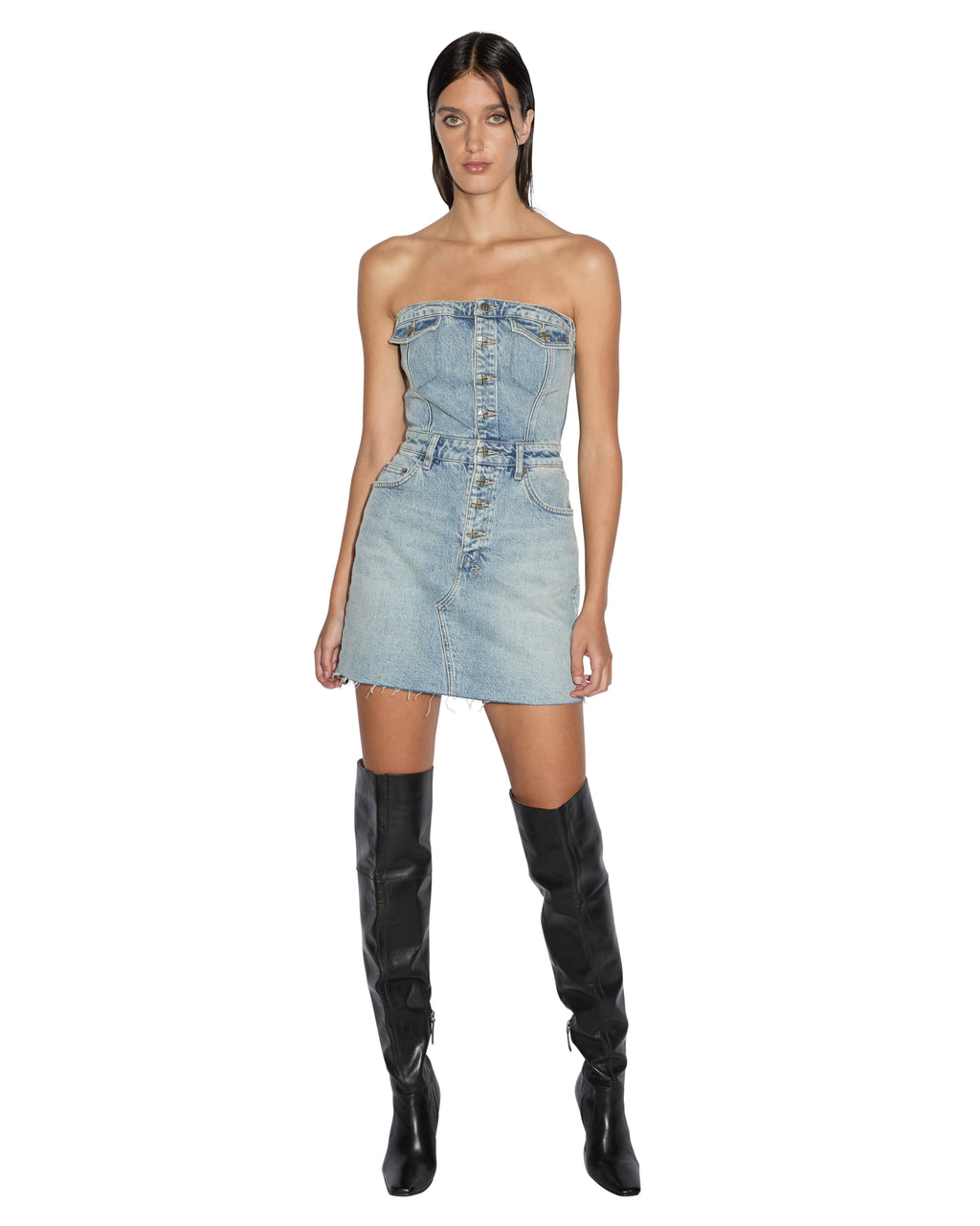 Womens Paloma Mini Dress Worn Fitted Dresses - Denim