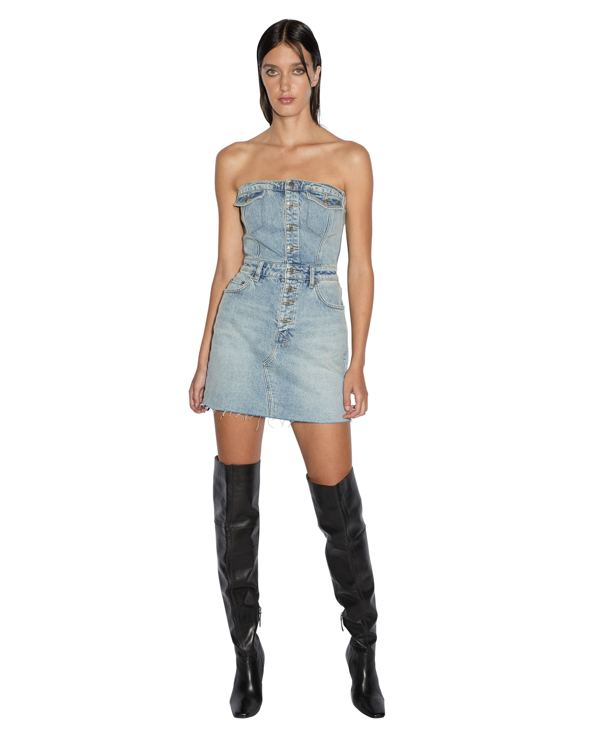Womens Paloma Mini Dress Worn Fitted Dresses - Denim