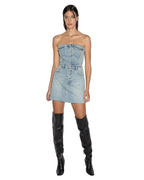Womens Paloma Mini Dress Worn Fitted Dresses - Denim