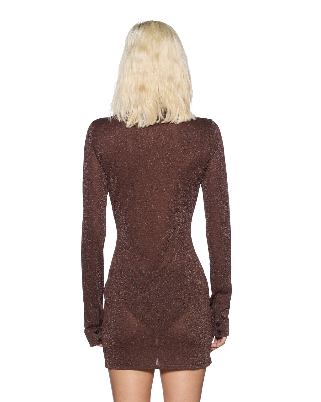 Womens Devin Ls Shirtdress Stone Lurex Slim Dresses - Beige