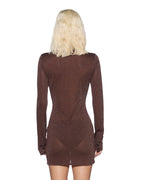 Womens Devin Ls Shirtdress Stone Lurex Slim Dresses - Beige