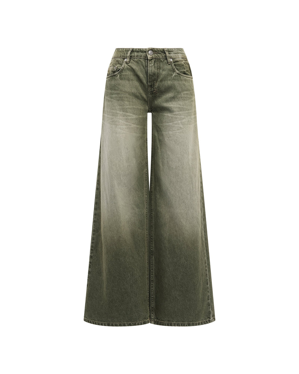 Womens Dropout Low Rise Jean Militant Green Relaxed Denim Jeans - Green