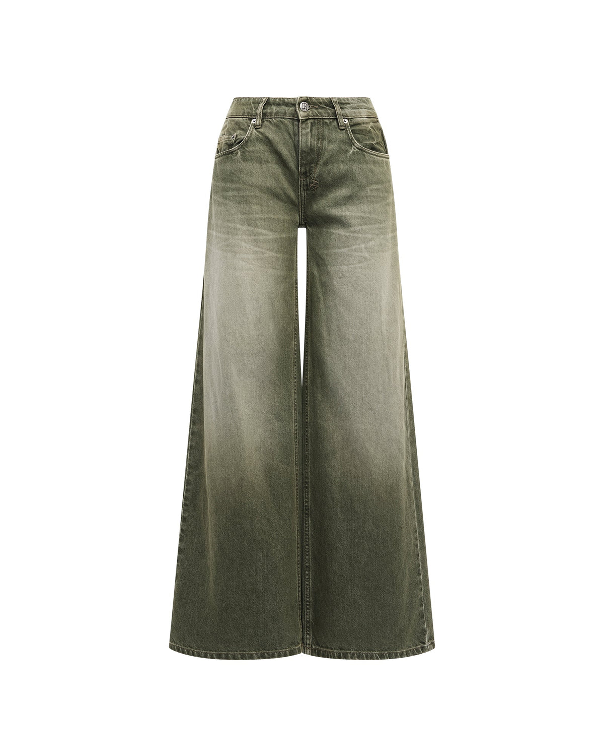 Womens Dropout Low Rise Jean Militant Green Relaxed Denim Jeans - Green