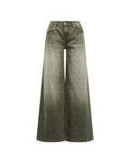 Womens Dropout Low Rise Jean Militant Green Relaxed Denim Jeans - Green