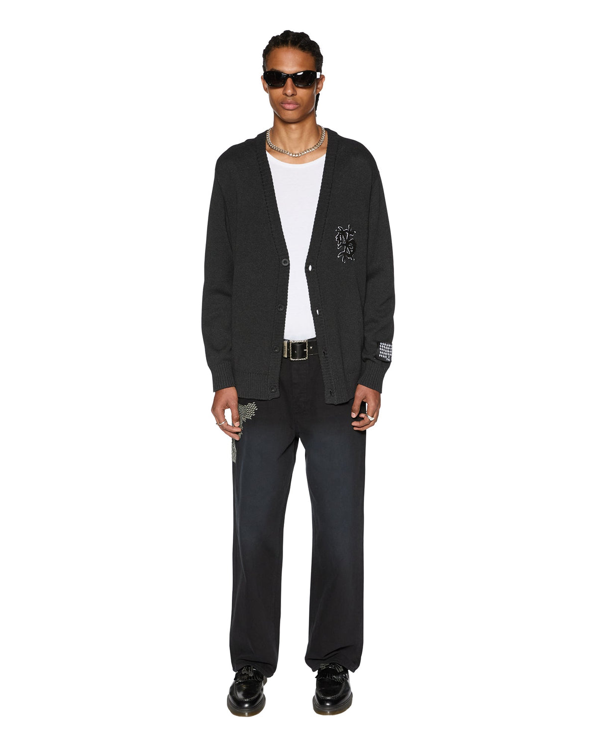 Mens Dug Out Cardigan Black Regular Knitwear - Black