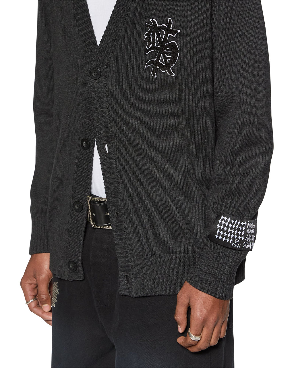 Mens Dug Out Cardigan Black Regular Knitwear - Black