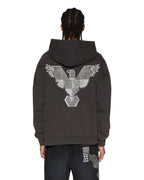 Mens Eagle Ekcess Hoodie Faded Black Oversized Fleece - Black
